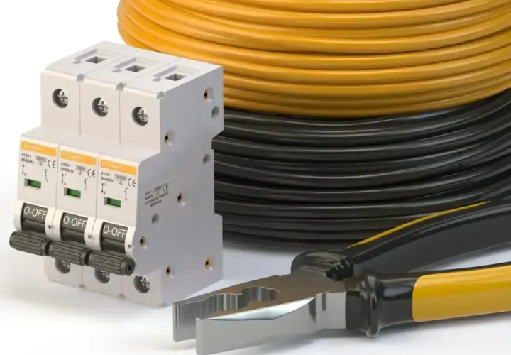 Wyłącznik nadprądowy, kable i kombinerki – gotowe do pracy przy instalacji elektrycznej. WLZ w pełnej krasie.