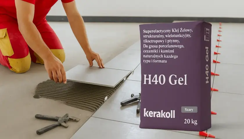 Układanie płytek z użyciem kleju H40 Gel. Ten superelastyczny klej to idealny wybór, jeśli zastanawiasz się, jaki klej do płytek wybrać do gresu, ceramiki i kamienia.