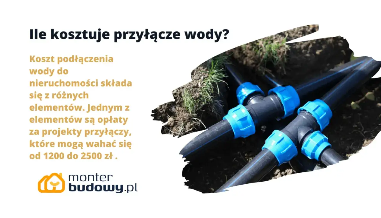 Ile kosztuje przyłącze wody? Koszt podłączenia do nieruchomości to m.in. opłaty za projekty, od 1200 do 2500 zł.
